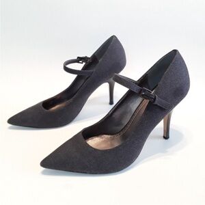 Adrienne Vittadini Grey Kaylee Mary-Jane Pumps EUC sz 9